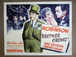 Brother Orchid HUMPHREY BOGART Title Lobby Card (5 - 10:11). EXCELLENT-condition. Some pinholes. This is an original Lobby Card from 1940 used in the theater to advertise the film.