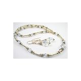 3 Piece Set in Gold   Crystal   April Birthstone 14K Gold Filled Swarovski Crystal Handmade Beaded Necklaces