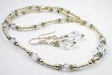3 Piece Set in Gold - Crystal - April Birthstone 14K Gold Filled Swarovski Crystal Beaded Necklaces by Gemstone Gifts Handmade Jewelry