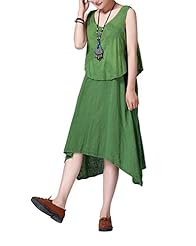 Slit Cutout Embroidered Sleeveless Cotton/Linen  Dress