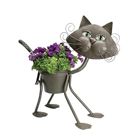 Glamour Cat Metal Planter- Brown by 