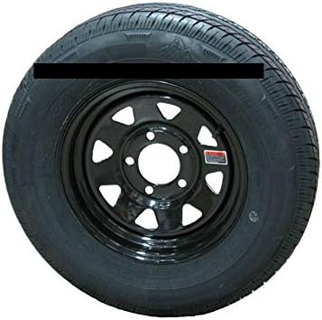 ST175/80R13 LRC Rainier ST Radial Trailer Tire on 13" 5 Lug Black Spoke Trailer Wheel