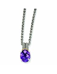 Sterling Silver with 14k Gold Amethyst Necklace - Antique Boutique - Vintage Style - Jewelry