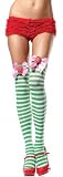 6252 Striped Thigh Highs w Bows & Strawberry Appliqué