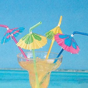 Luau Party Supplies- 48 Hibiscus Parasol Straws