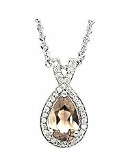 14K White Gold Pear Cut Golden Topaz and Diamond Pendant -- LIFETIME WARRANTY