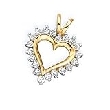 14K Yellow Gold 1/2 ct. Diamond Heart Pendant with Chain