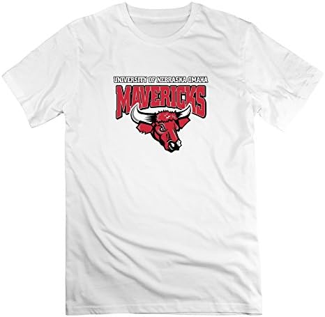 Mens T-shirt Latest Short Sleeve University Of Nebraska At Omaha Mascot L White