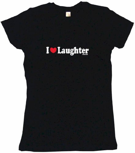I Heart Love Laughter Women’s Tee Shirt Medium-Black Babydoll
