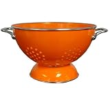 Calypso Basics 5 Quart Enamel On Steel Colander, Orange