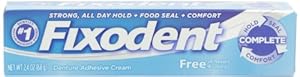 Fixodent Complete Free Denture Adhesive Cream 2.4 Oz (Pack of 6)