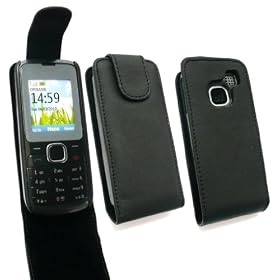 FLASH SUPERSTORE NOKIA C1-01 PREMIUM PU LEATHER FLIP CASE/COVER/POUCH BLACK