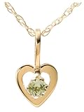  : 14k Yellow Gold and Peridot Children's Heart Pendant, 15'
