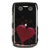 Premium Designer Hard Snap-on Crystal Case for the Blackberry Bold 9700 Onyx - Cool Carbon Fiber Heart Print