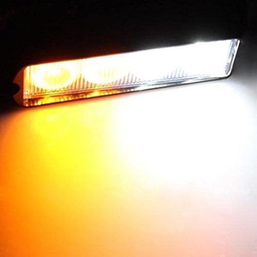Tesoar 4 LED Warning Emergency Light White Amber 3 Flashing Pattern Beacon Hazard Super Bright Strobe Flash Light Bar Car SUV Pickup Truck Van