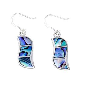 Ladies' Abalone Drop Earrings, Silver, Model A66/NKE41003