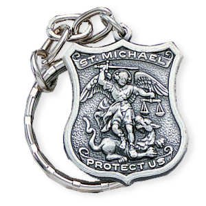 Pewter St Michael Key Chain