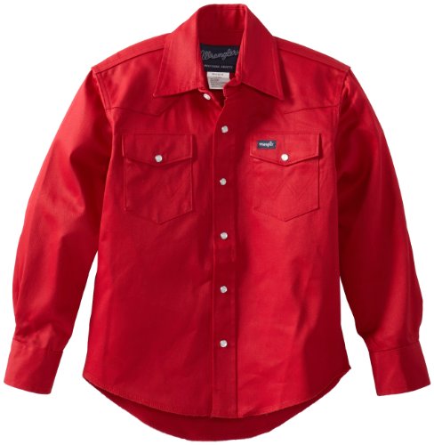 Wrangler Boy's Basic Solid Snap Shirt, Red, Small