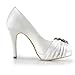 ElegantPark EP2015-PF Women's Closed Toe Platform High Heels Pumps Rhinestones Buckles Satin Evening Bridal Wedding Shoes