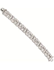 Sterling Silver CZ Cubic Zirconia Fancy 7.5in Bracelet - Antique Boutique - Vintage Style - Jewelry