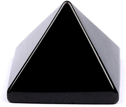YJH Crystal Natural Engraved Black Obsidian Chakra Stone Palm Stone Energy Healing Crystal Pyramid