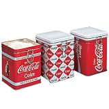 Coca-Cola Kitchen Collectible Tin Canisters with Seal Tight Lids (Set of 3)