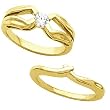 14K Yellow Gold Diamond Solitaire Wedding Set - 0.50 Ct.