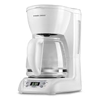 Black & Decker DLX1050W 12-Cup Programmable Coffeemaker with Glass Carafe, White