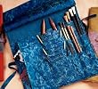 Lantern Moon Blue Raw Silk Knitting Needle Case Holder