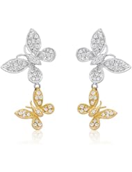 14k TWO TONE GOLD WOMENS EARRING LE-3687 DIAMOND 0.6CT TW