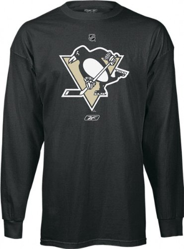 Reebok Pittsburgh Penguins Black Primary Logo Long Sleeve T-shirt (Small)