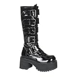 Gothic Platform Boot With Buckles And 3.5 Inch Heel (Black;Men's 13)