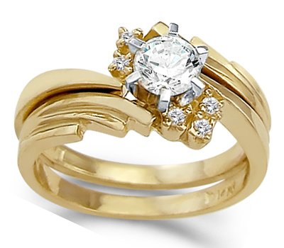 CZ Engagement Rings Bridal Wedding Set 14k Yellow Gold (1.00 Carat), Size 6 CZ Engagement Rings Bridal Wedding Set 14k Yellow Gold (1.00 Carat), Size 6
