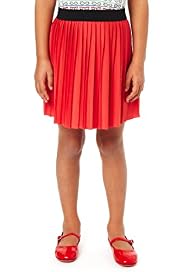 Contrast Waistband Pleated Skirt