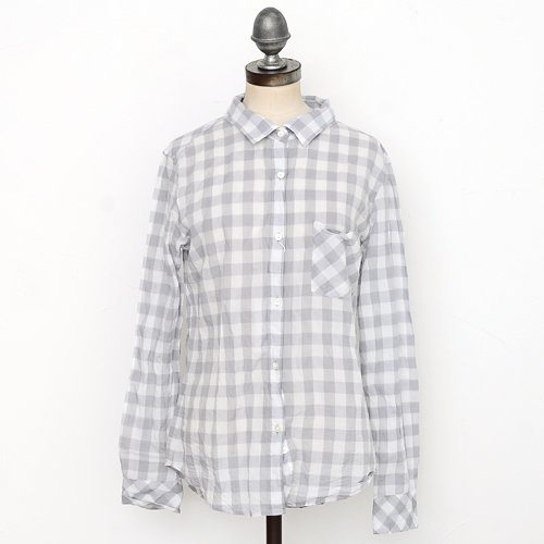 (ヤヌーク) YANUK 16SSコレクション 57161810-IY-SHIRT Standard-big gingham二重織りコットンスタンダードビッグギンガムシャツ Light Gray レディス