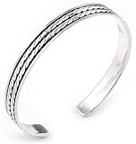 925 Sterling Silver Twisted Cuff Bracelet 8mm Wide - Straightforward Elegance