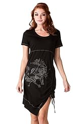 Spring Summer Cotton Short Sleeves General Print Round Neck Asymmetric Lace  Dress