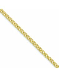 14K Gold 7in 3.75mm Solid Double Link Charm Bracelet 7 Inches