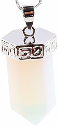 Luostdo9090 Amethyst Rock Crystal Rose Quartz Healing Point Chakra Pendant(Opalite)