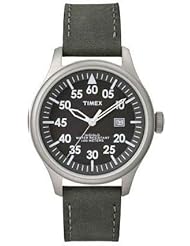 Timex Unisex T2N9979J Casual Black Distressed Leather Strap Watch