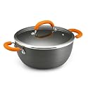 Rachael Ray Hard Anodized 5.5-Quart Covered Round Casserole, Orange
