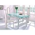 KATRINA EXTENDING MODERN GLASS/CHROME DINING TABLE