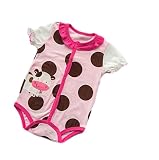CHOUeTTe ベビー服 ロンパース 新生児～2歳半まで 前開き 半袖 ウシ 水玉 綿100% 可愛い 出産祝い 誕生日プレゼントにもどうぞ サイズ多数 オリジナルタオル付き (73cm～12か月)