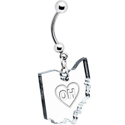 Clear State of Ohio Belly Ring