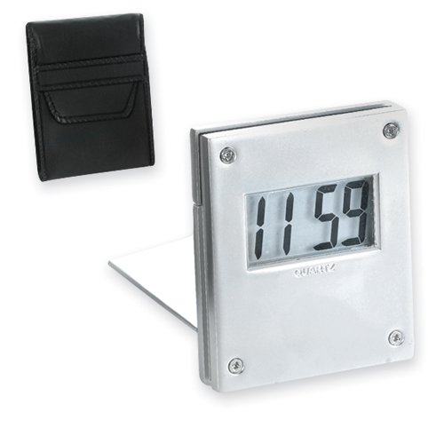 Aluminum Folding Travel LCD Alarm Clock