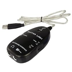 Black Guitar to USB Interface Link Cable Audio Adapter for PC/MAC Recording with Variable-speed File Playback Function for MP3, WAV,AIFF Audio Files(support vista and MAC)