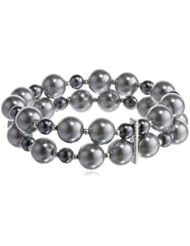 Tonal Simulated Pearl Double Row Stretch Bracelet