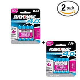 Rayovac 4.0 Rechargeable  AA 4-Count  (Pack of 2)