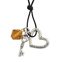 Pewter "Love Never Fails" Heart w/ Key Pendant by Bob Siemon, 24"