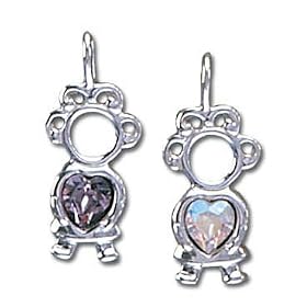 Solid Sterling Silver Girl Birthstone Buddies Charm by Charms